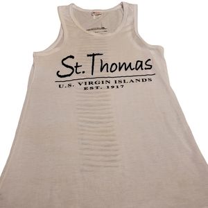 Ingear Tank Top Large St Thomas US Virgin Islands Est 1917 White Cut Back